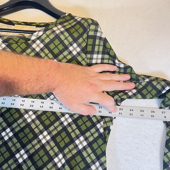 Michael Kors Dress Just Above the Knee Woman's XXL Green White Plaid Long Sleeve - Picture 5 of 14